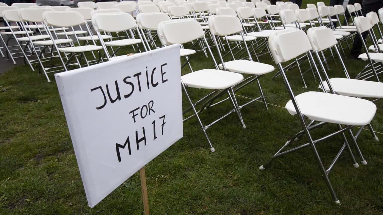 298 empty chairs, each chair for one of the 298 victims of the downed Malaysia Air flight MH17