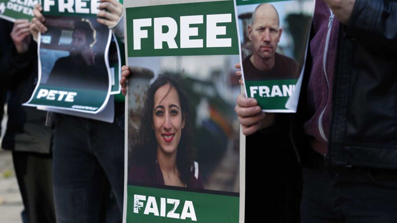 Protesters in support of the Arctic 30 in London