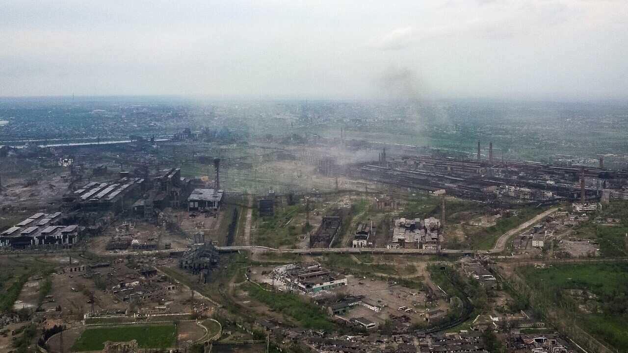 The Azovstal Iron and Steel Works in the city of Mariupol which is under control of the Donetsk People's Republic