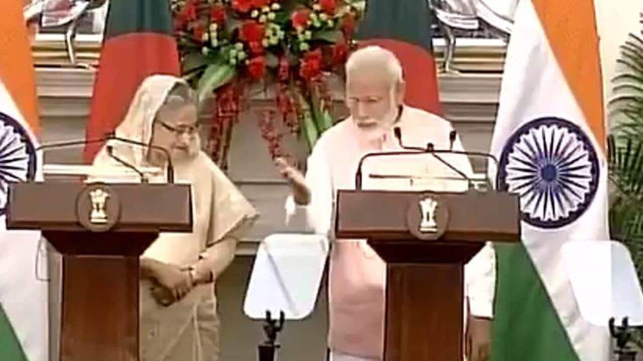 Prime Minister Narendra Modi and Sheikh Hasina