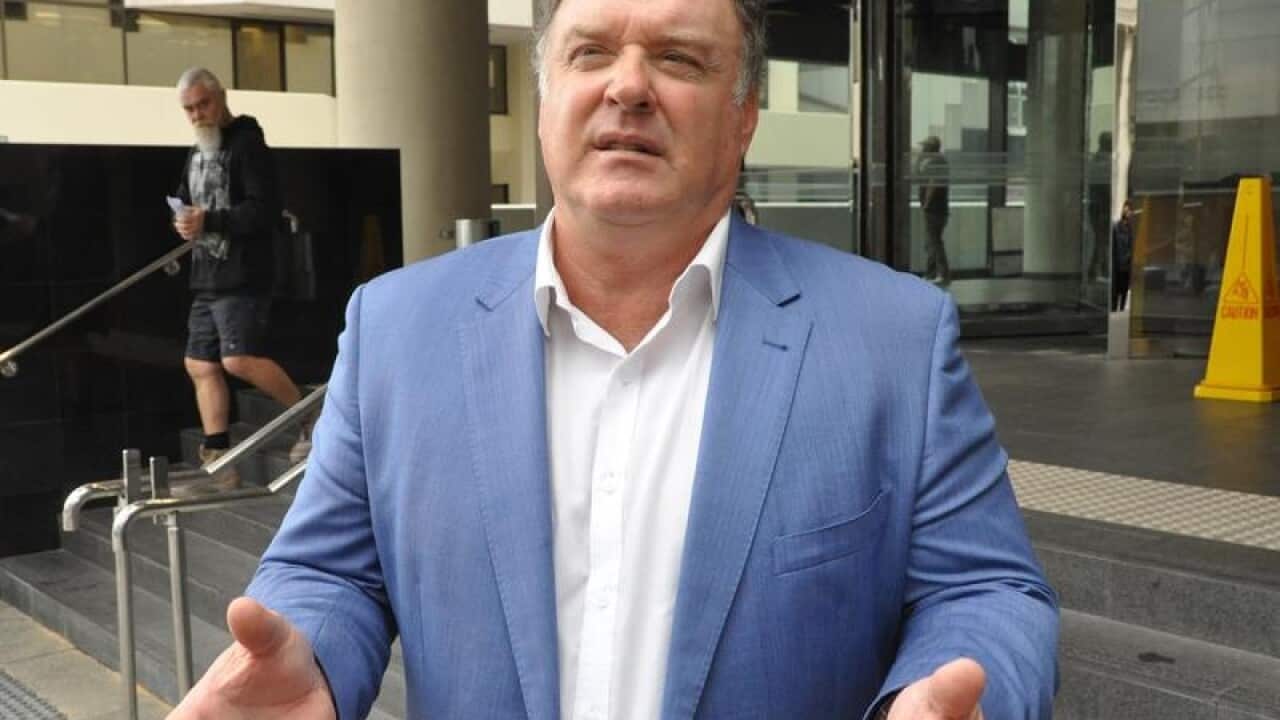 Former One Nation senator Rod Culleton leaves Perth magistrate court.