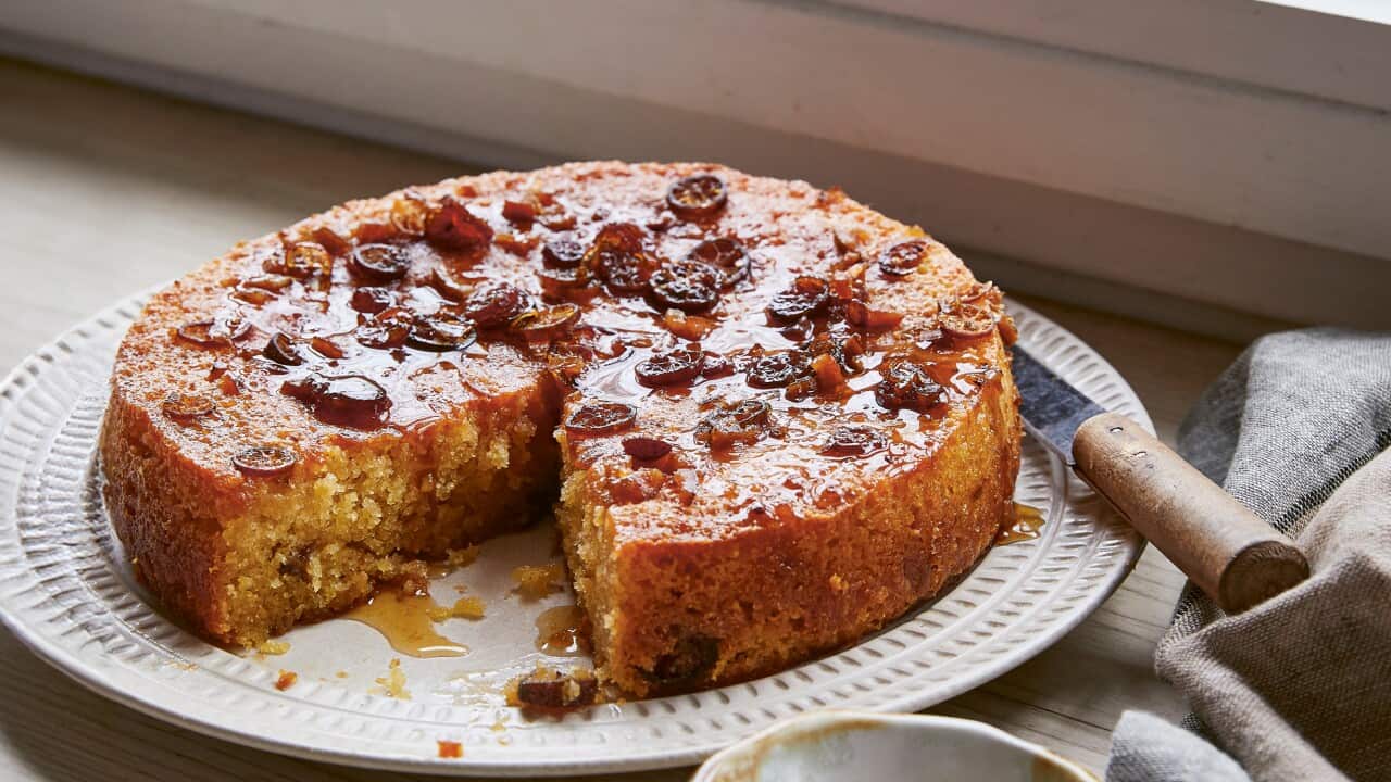 Finger lime marmalade syrup cake