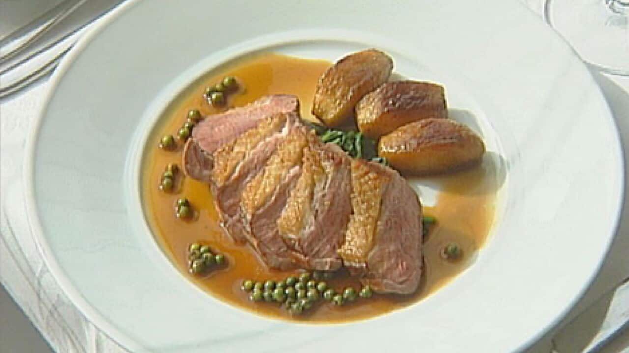 Muscovy duck with peppercorns