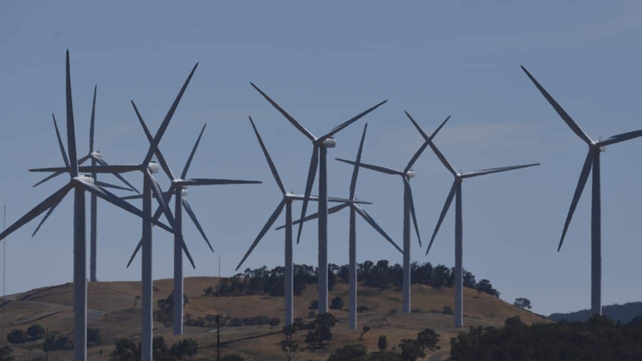 A wind farm is seen near Canberra
