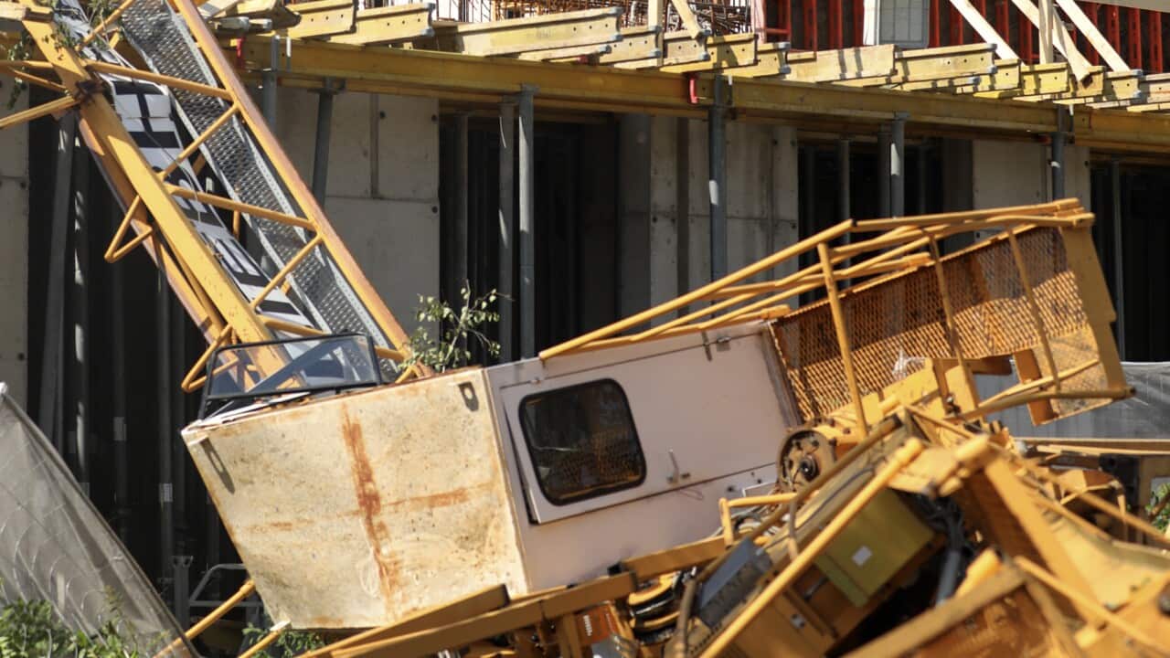 Construction crane collapsed in storm in Zagreb, Croatia