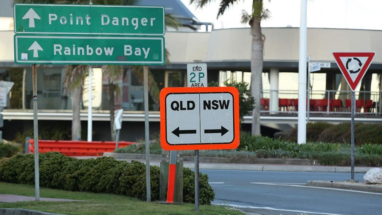 A border sign at the QLD/NSW border, Gold Coast, Thursday, September 2, 2021. The Queensland premier has signalled she could delay easing restrictions once COVID-19 vaccination coverage targets are hit due to her fresh concerns about unvaccinated children