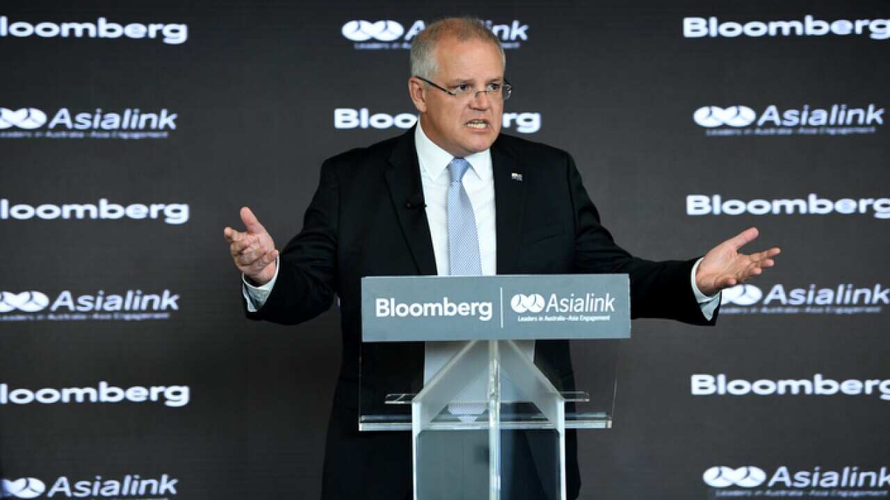 Prime Minister Scott Morrison speaks at the Asialink Address in Sydney
