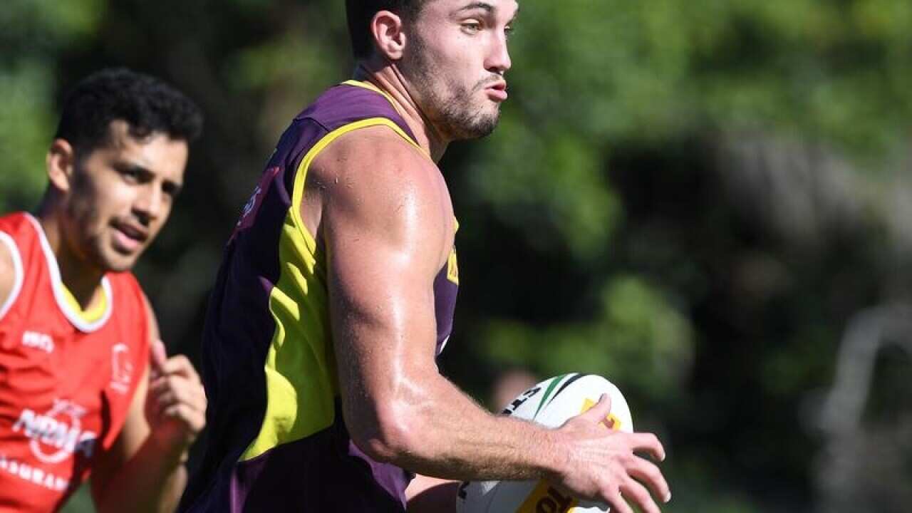 NRL player Corey Oates during a Brisbane Broncos training session.