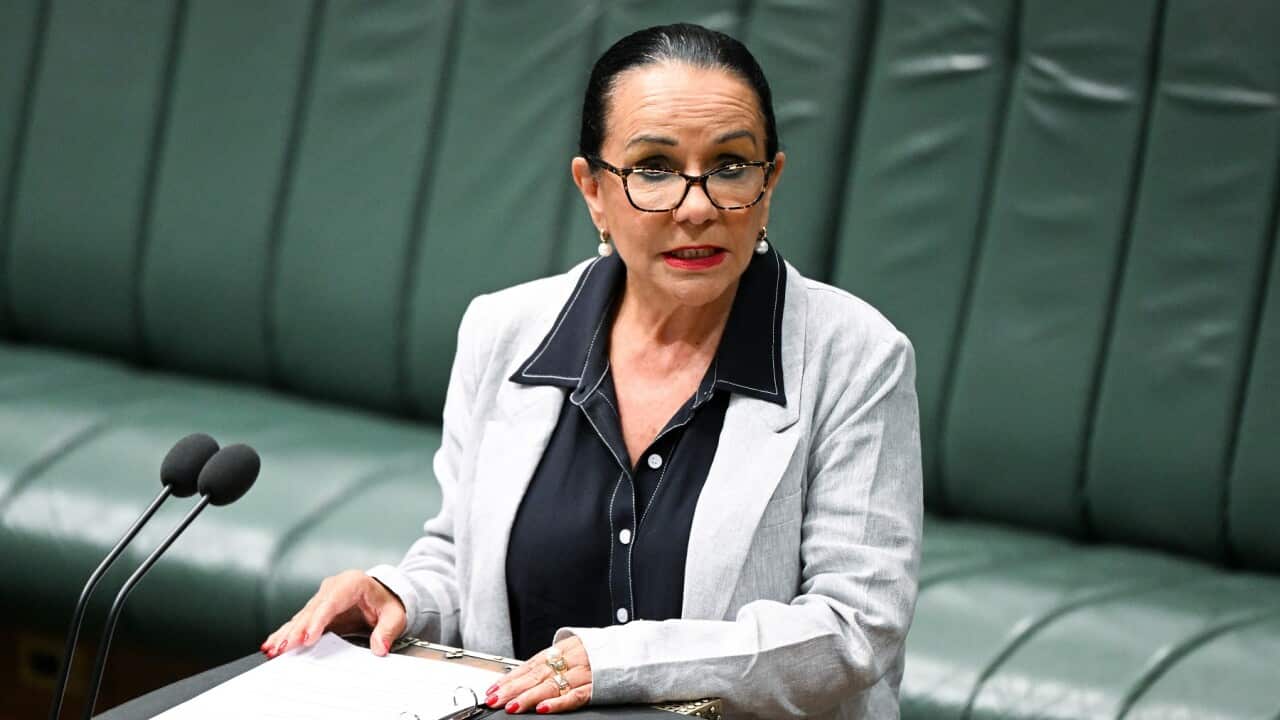 Minister for Indigenous Australians Linda Burney speaks during debate on the Indigenous Voice at Parliament House in Canberra
