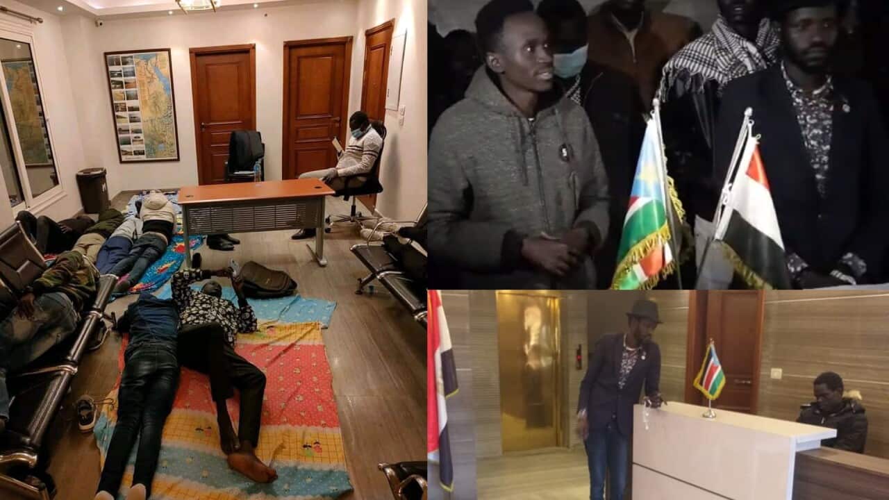 The combined images of the Students inside the embassy