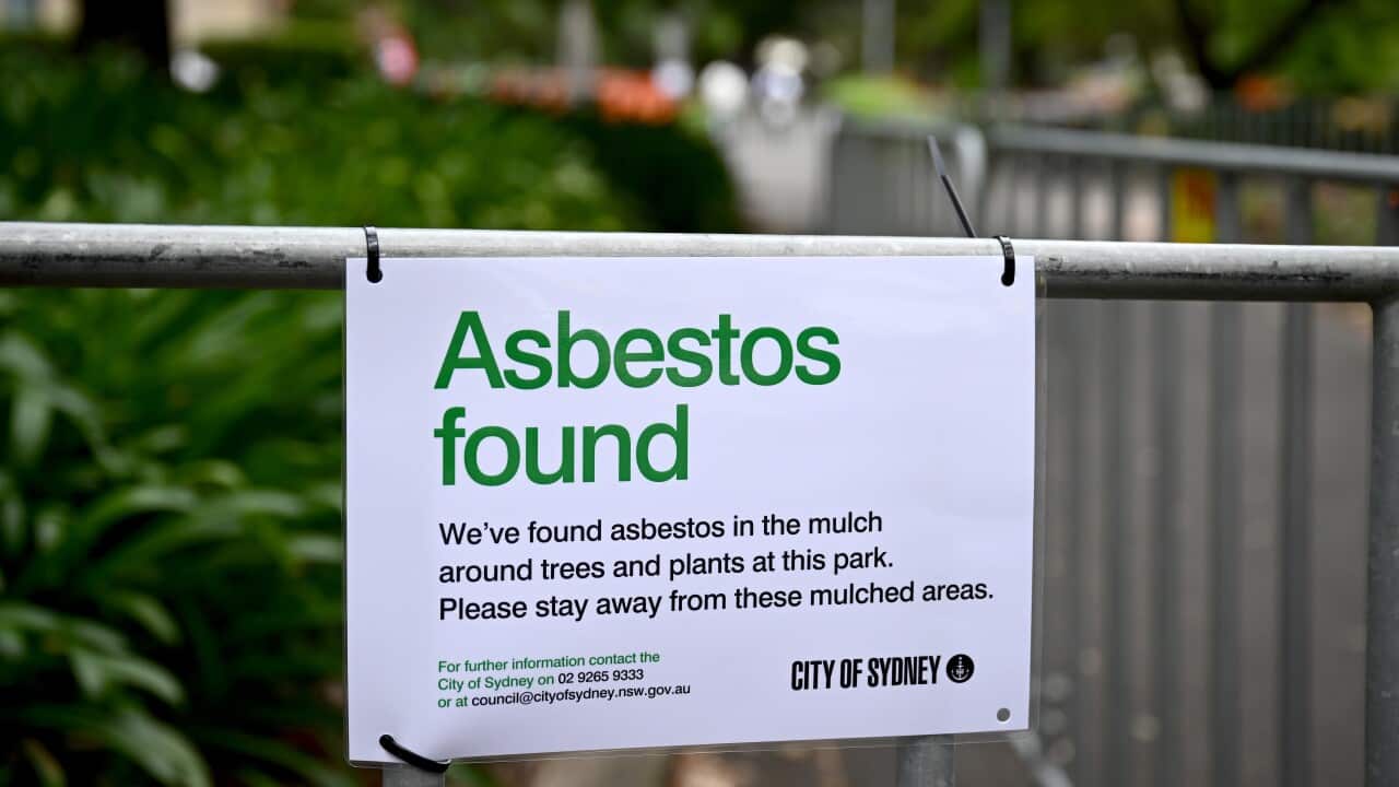 A sign showing asbestos has been found at a site in Sydney