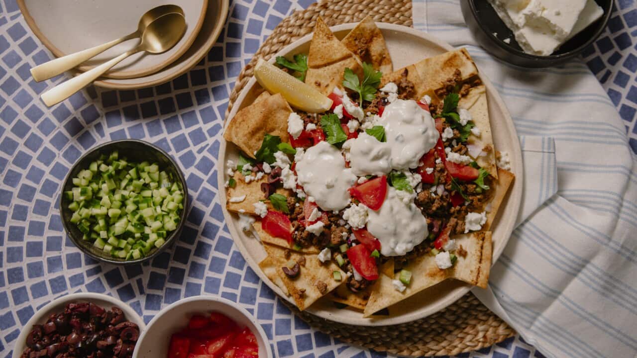 Greek nachos with pita chips