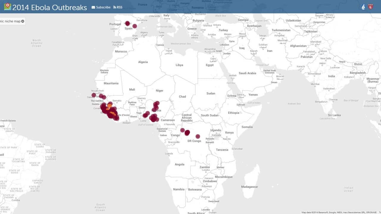 Social media help predict Ebola outbreaks (Screenshot: healthmap.org)