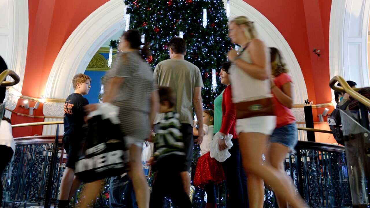 Crowds at a shopping centre in Sydney