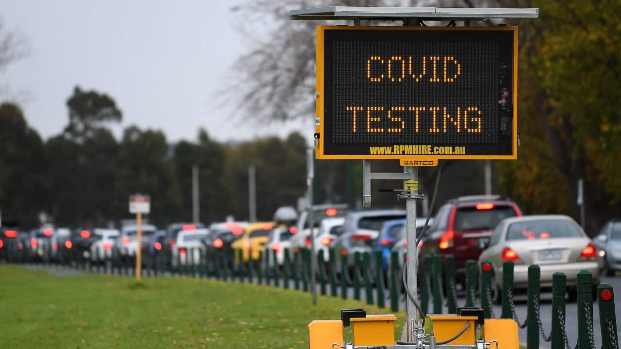 A COVID-19 testing centre in Albert Park, Melbourne.