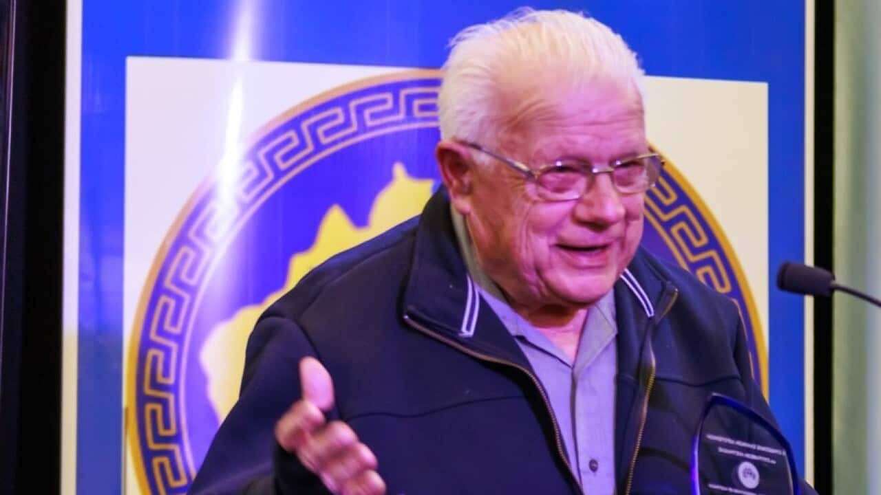 Ο Γεράσιμος Κλωνής, στην παρουσίαση του λογοτεχνικού περιοδικού "Ο Λόγος", Μελβούρνη 2024