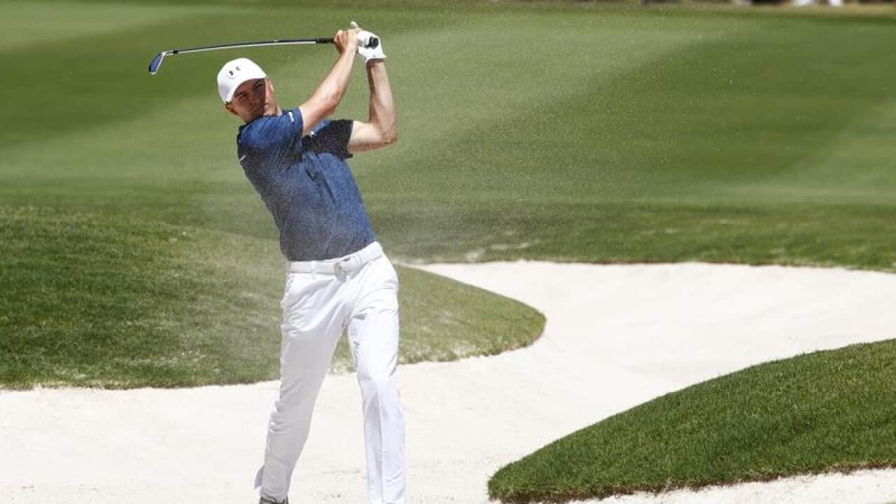 Jordan Spieth of the U.S. takes a shot on the 5th