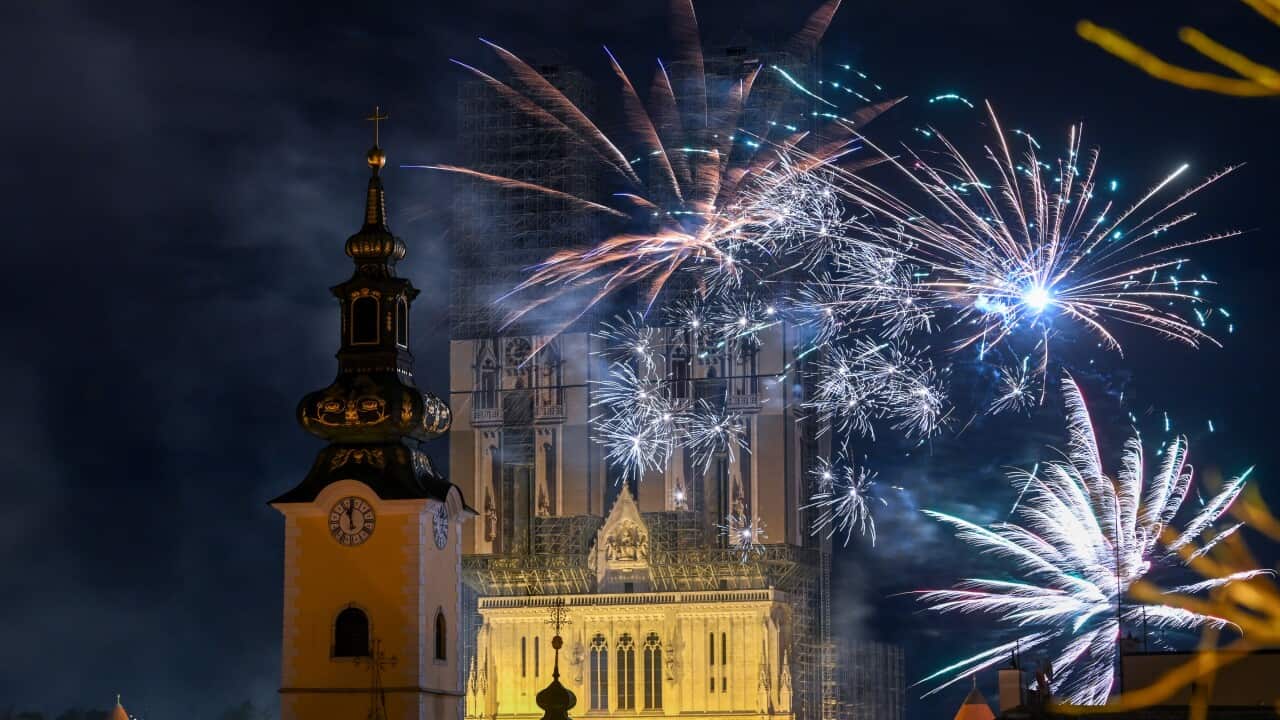 New year 2024 celebration in Zagreb, Croatia