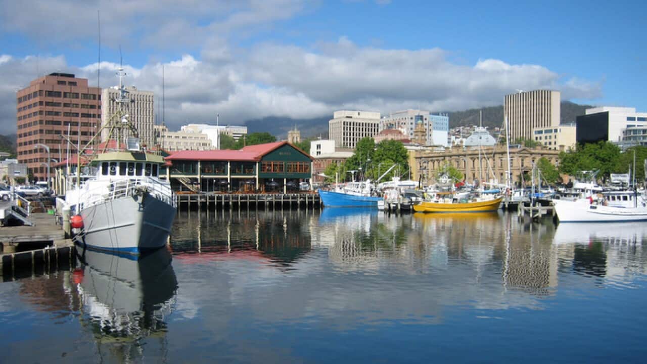 Victoria Dock in Hobart, Tasmania. (AAP Image/James Lane) NO ARCHIVING