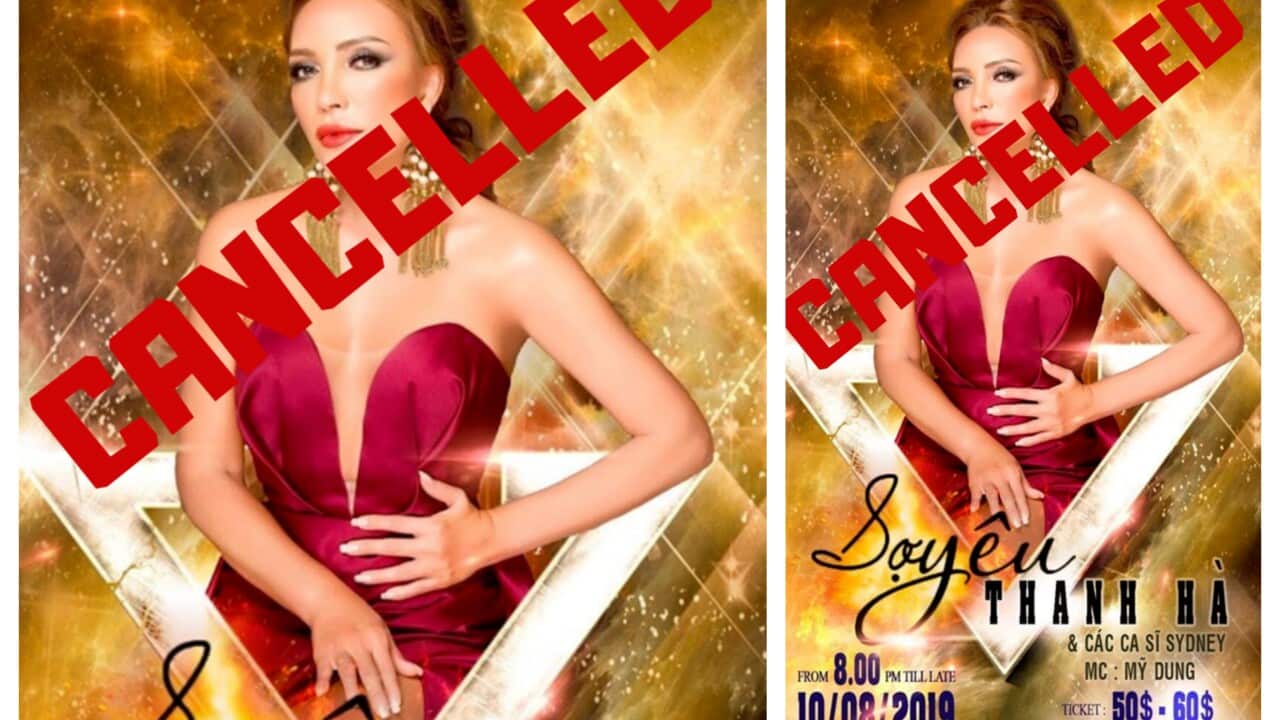 Poster của chương trình dạ tiệc "Sợ yêu", vừa được hủy bỏ