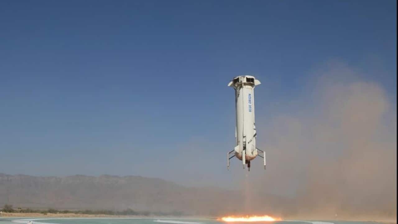 The booster of the New Shepard rocket