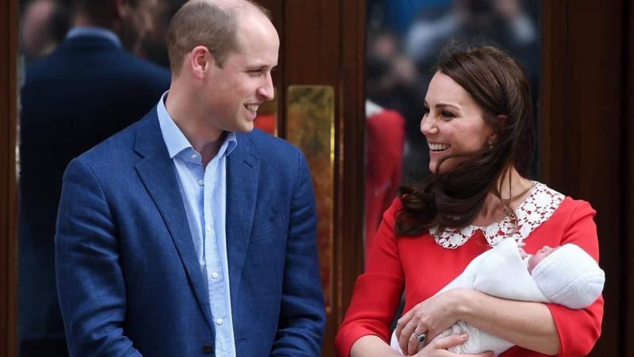 Prince William and Catherine leave hospital with their new son.