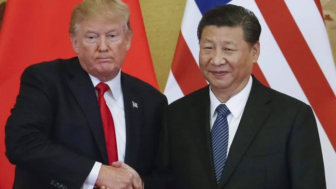 A file image of President Trump and President Xi in January