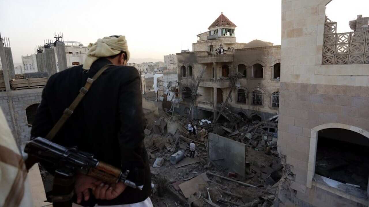 Yemenis inspect destroyed houses after an alleged Saudi-led airstrike targeted a neighborhood in Sana'a, Yemen, 09 June 2017.