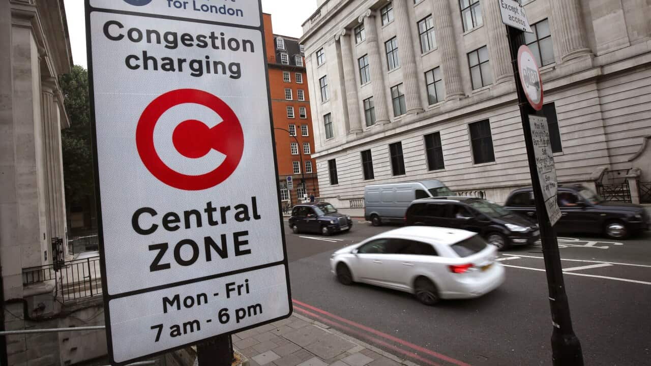 A congestion charge sign in London