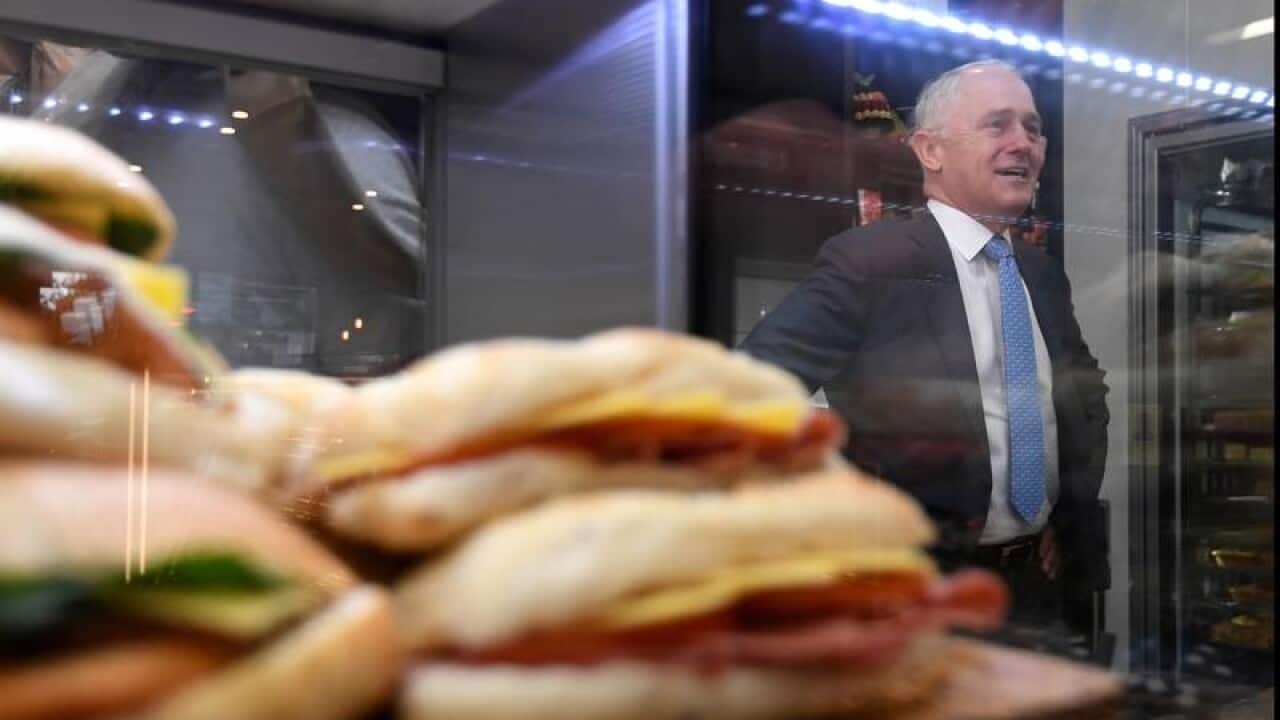 Malcolm Turnbull during a visit to a bakery in Sutton, NSW
