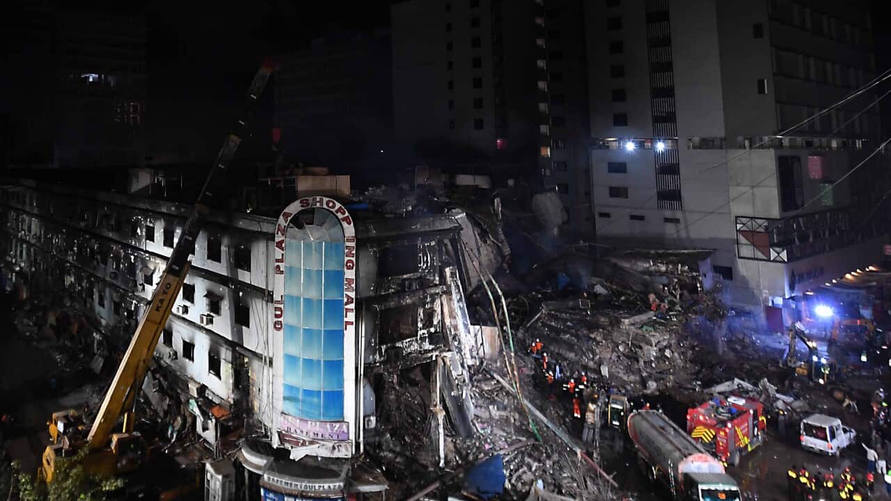 Follow up fire at Gul plaza in Karachi