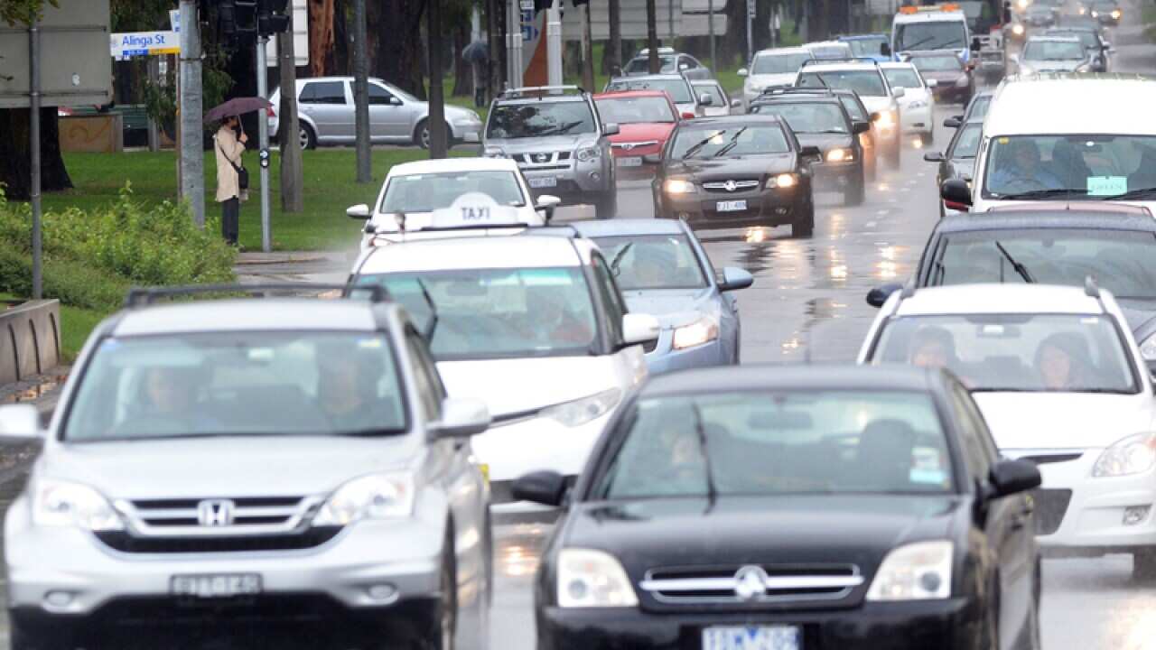 Cars in the rain in Canberra