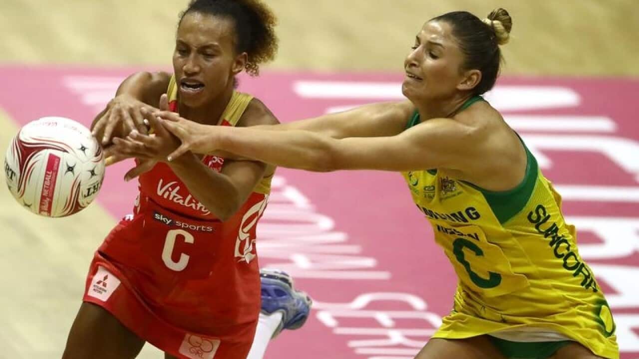 England's Serena Guthrie and Australia's Kimberley Ravaillion.