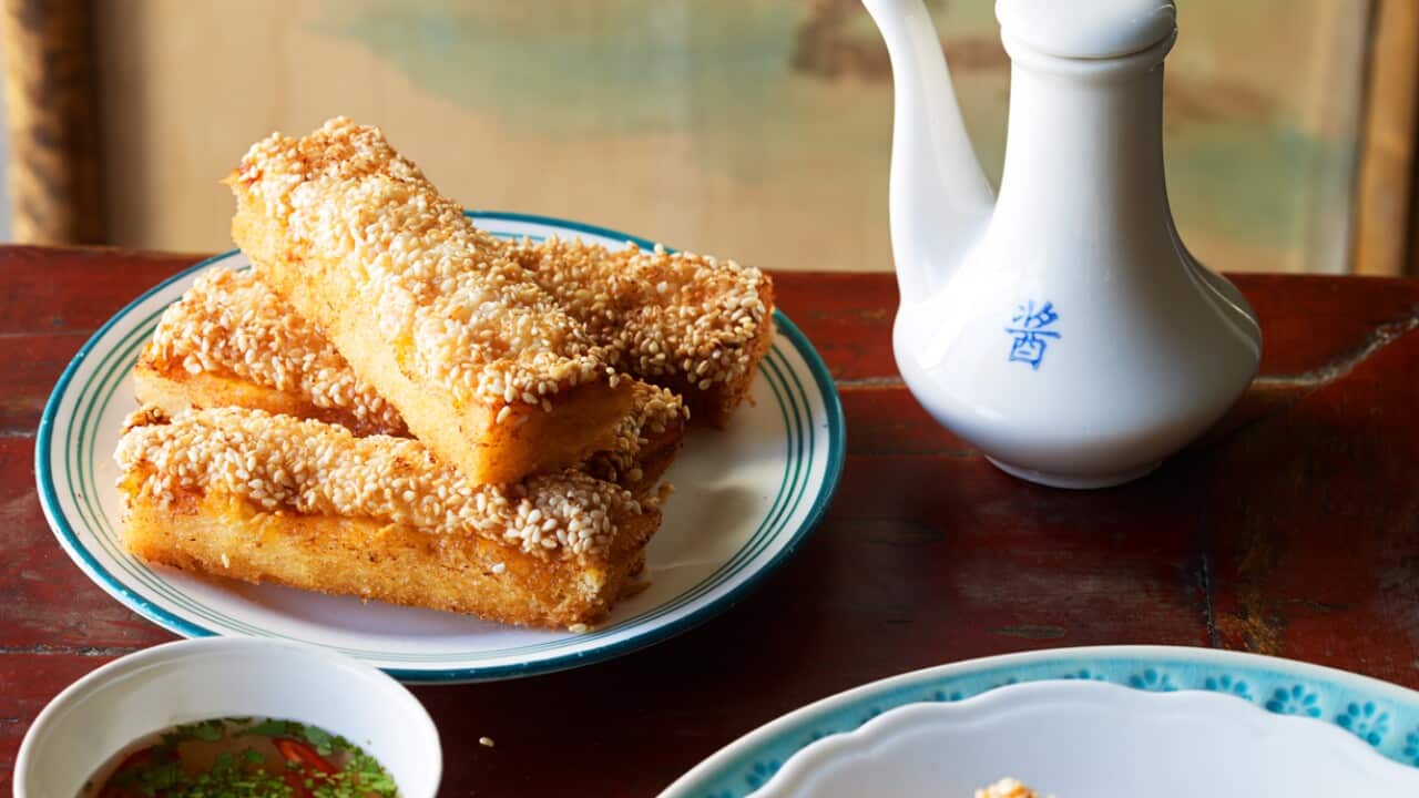 Prawn toasts with chilli and coriander dipping sauce SBS Food