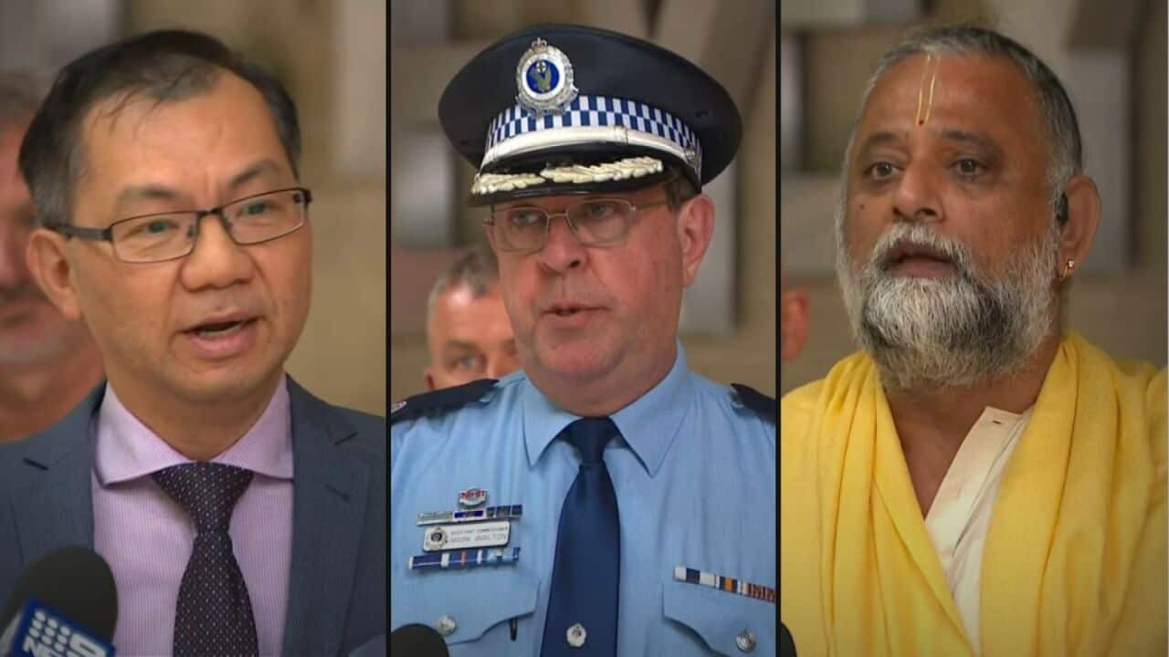 A composite image shows profile images of community leaders and NSW Police Assistant Commissioner Mark Walton who attended the campaign launch.