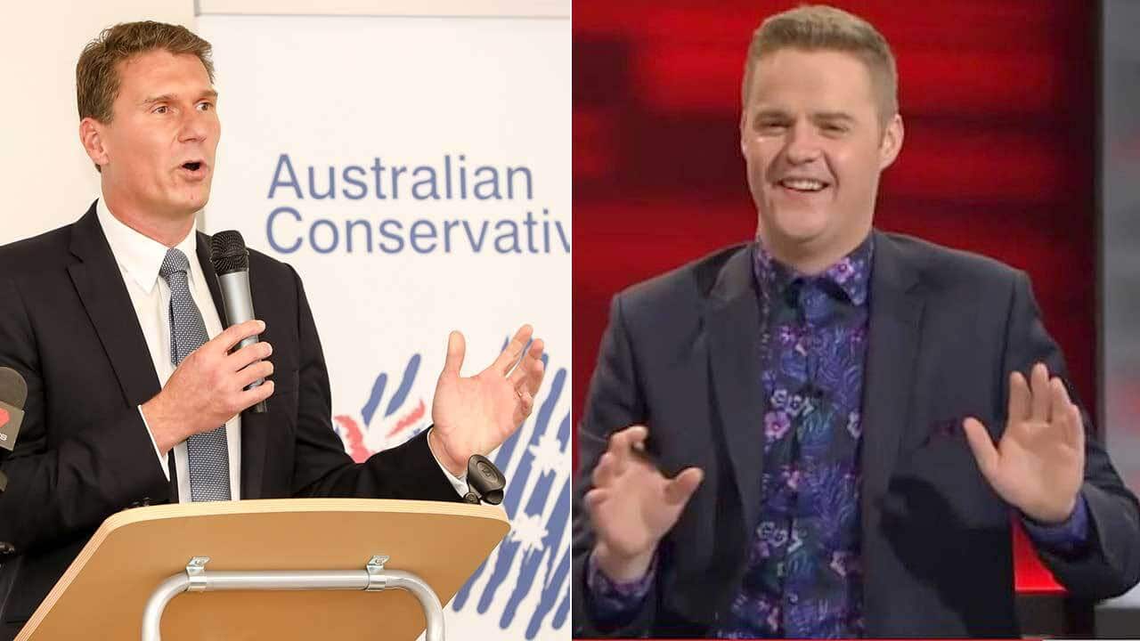 Australian Conservatives senator Cory Bernardi and Tonightly host Tom Ballard. 