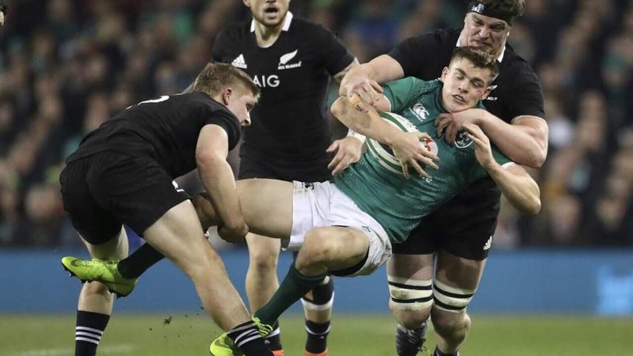 Ireland beat New Zealand in rugby Test.