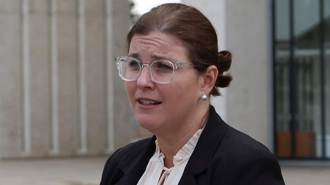 Lawyer Claire Gibbs outside the High Court in Canberra