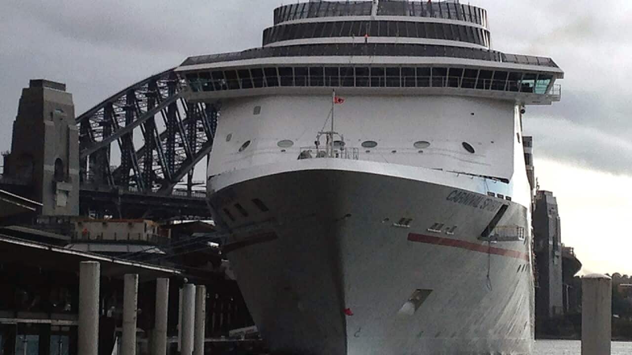 The Carnival Spirit is seen docked at the Overseas Passenger Terminal