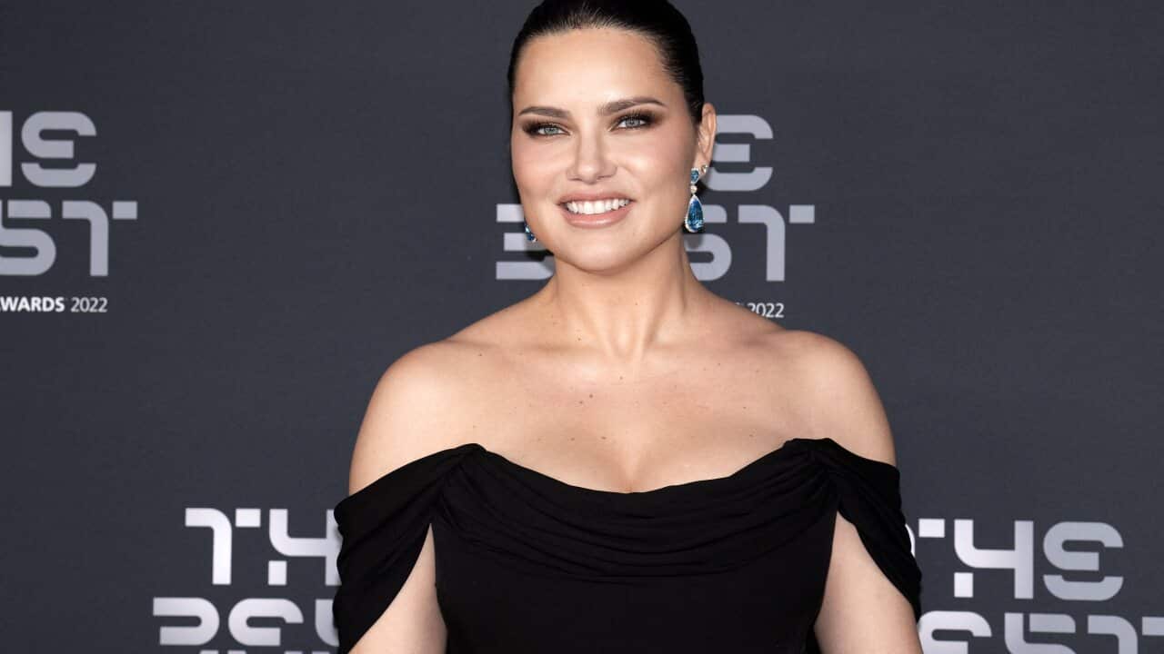 Adriana Lima arrives at the Best FIFA Football Awards ceremony in Paris in February 2023.