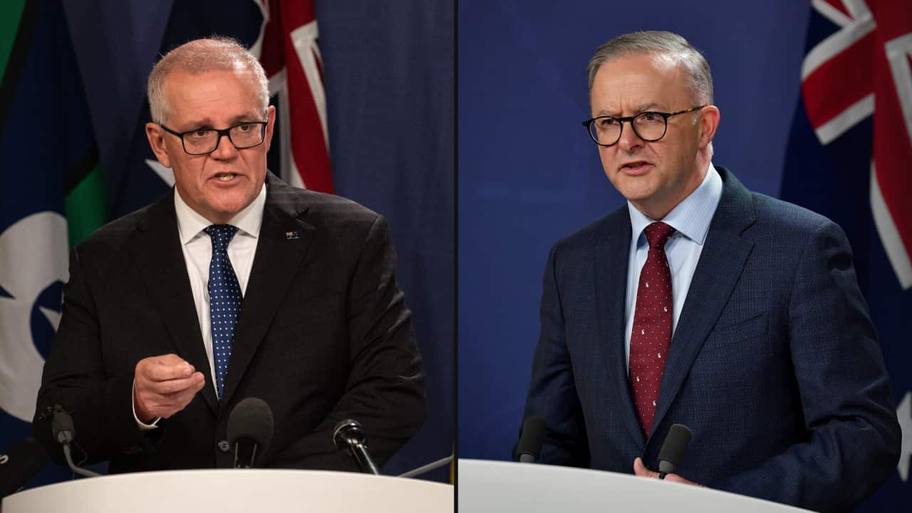 Former prime minister Scott Morrison (left) and Prime Minister Anthony Albanese.