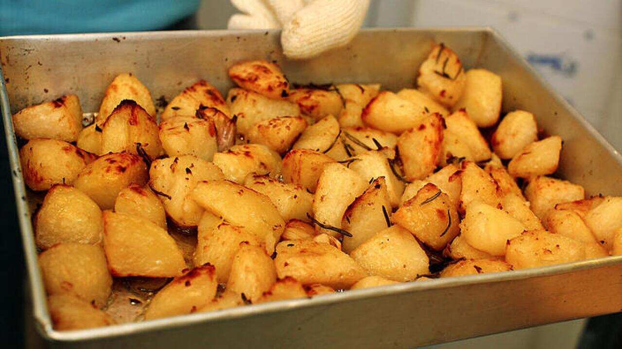 Roasted Potatoes in a Roasting Pan