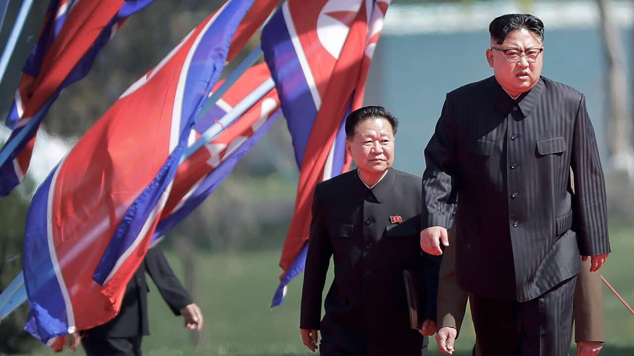An April 13 file photo of North Korean leader Kim Jong Un