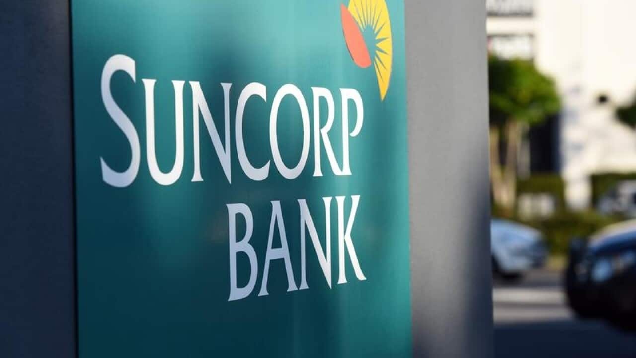 Image of a Suncorp Bank sign in Brisbane.