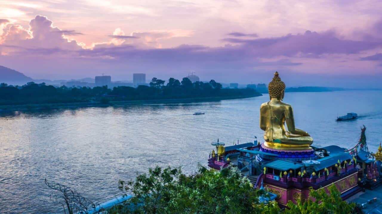 Overlooking Golden Triangle and Mekong River in Thailand (Getty Images- yupiyan)
