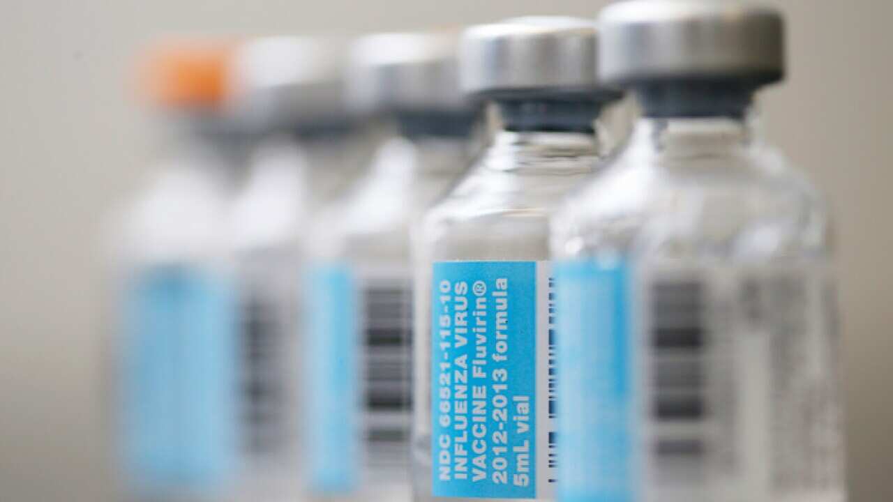 Vials of flu vaccine