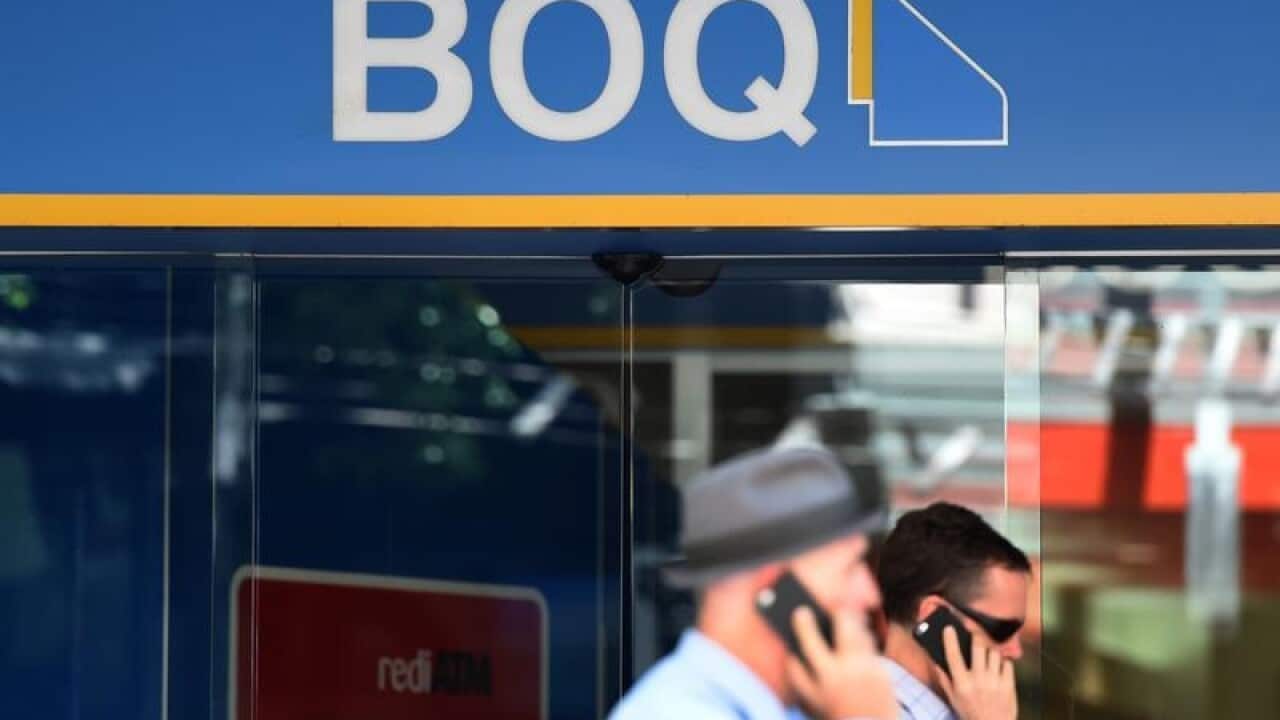 File image of the exterior of a Bank of Queensland office in Brisbane.