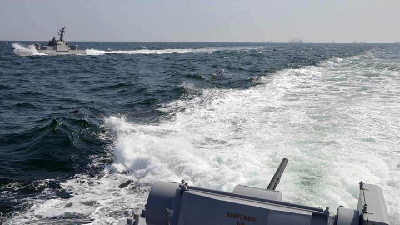 Ukrainian navy ships near Crimea