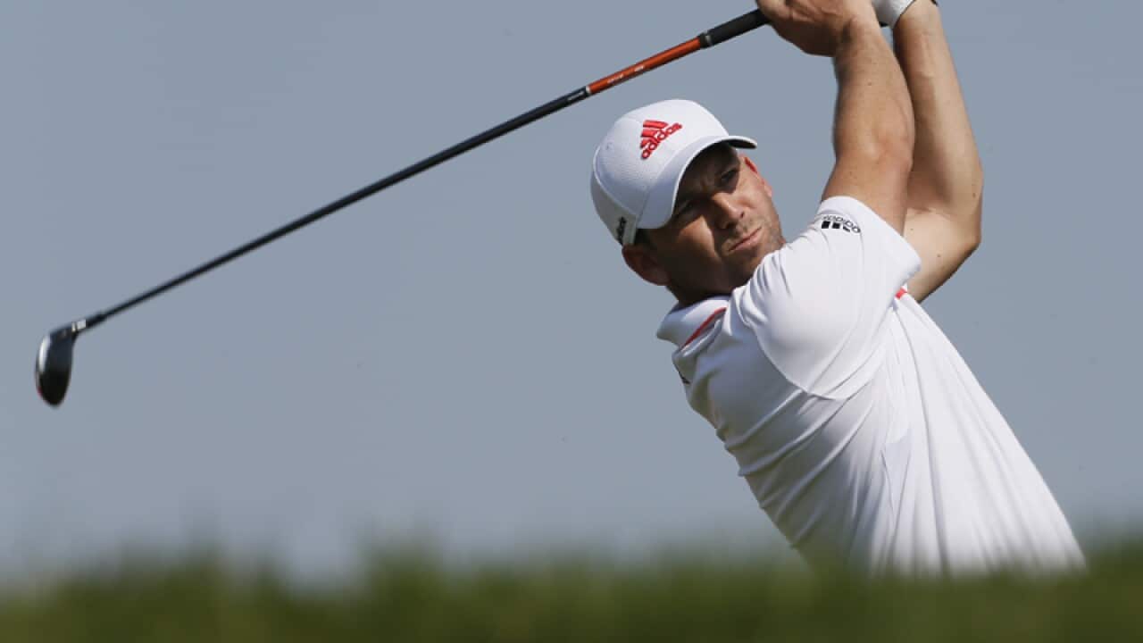 Sergio Garcia in action in Doha