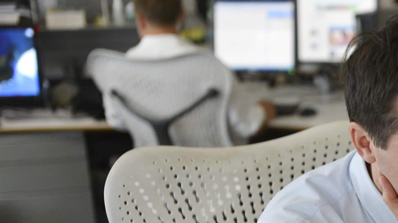 Office stress stock in Sydney, Tuesday, March 26, 2013. (AAP Image/Tracey Nearmy) NO ARCHIVING